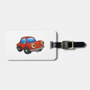 Red Funny car cartoon - Choose background color Luggage Tag
