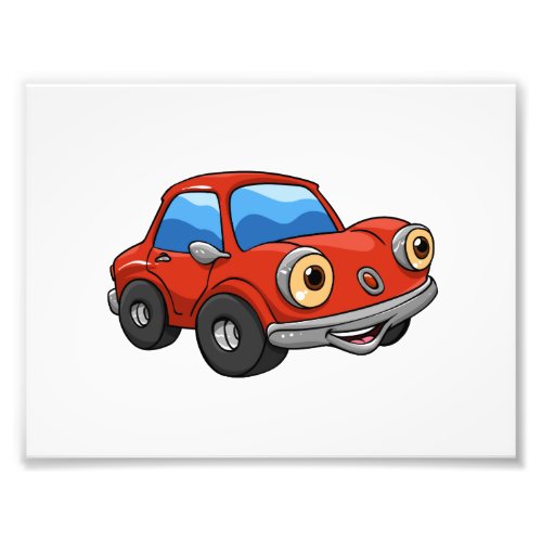 Red Funny car cartoon _ Choose background color Photo Print