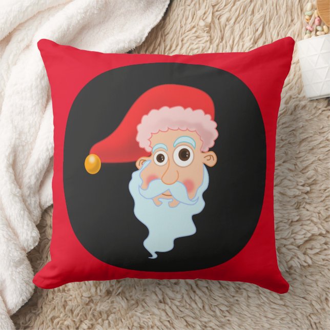red funny CHRISTMAS SANTA throw Pillow (Blanket)