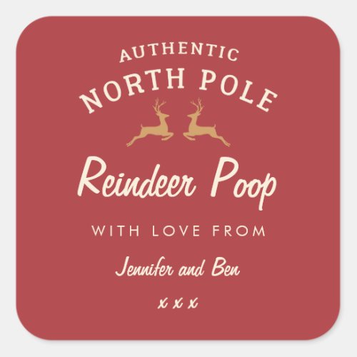 Red funny homemade Christmas Reindeer poop sticker