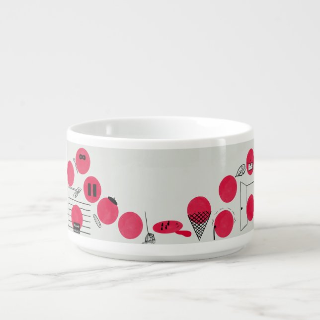 Red, funny refractions on a cup (Center)