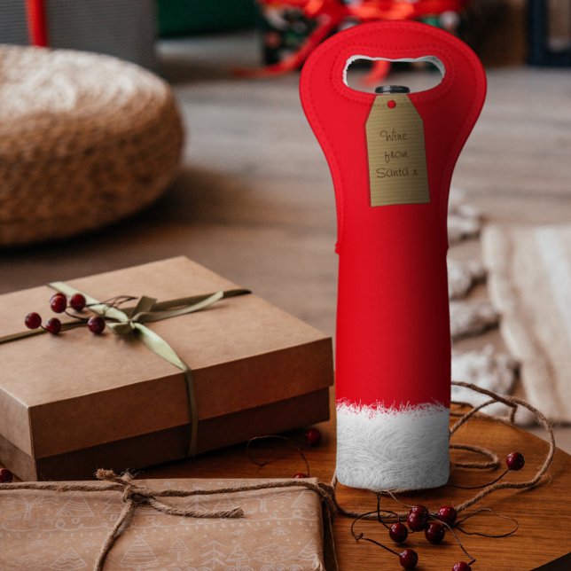 Red Funny Santa Suit Arm Christmas Wine Bag (Creator Uploaded)