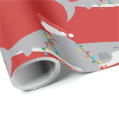 Red Funny Shark Christmas Wrapping Paper (Roll Corner)