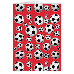 Red Funny Soccer Ball Pattern Cards
