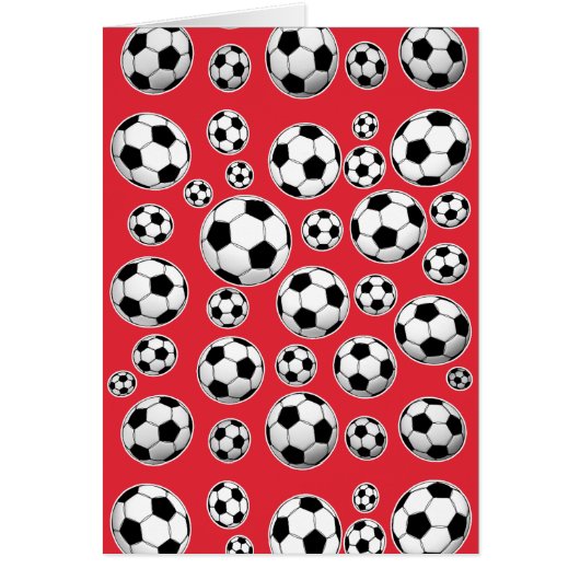Red Funny Soccer Ball Pattern Cards (Front)