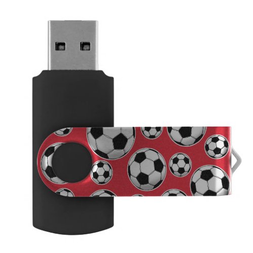 Red Funny Soccer Ball Pattern Flash Drive