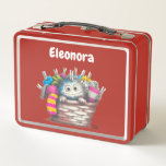 Red Funny Sock Monster Kids Design Metal Lunch Box