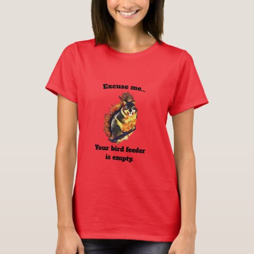Red Funny Squirrel Womens T_Shirt