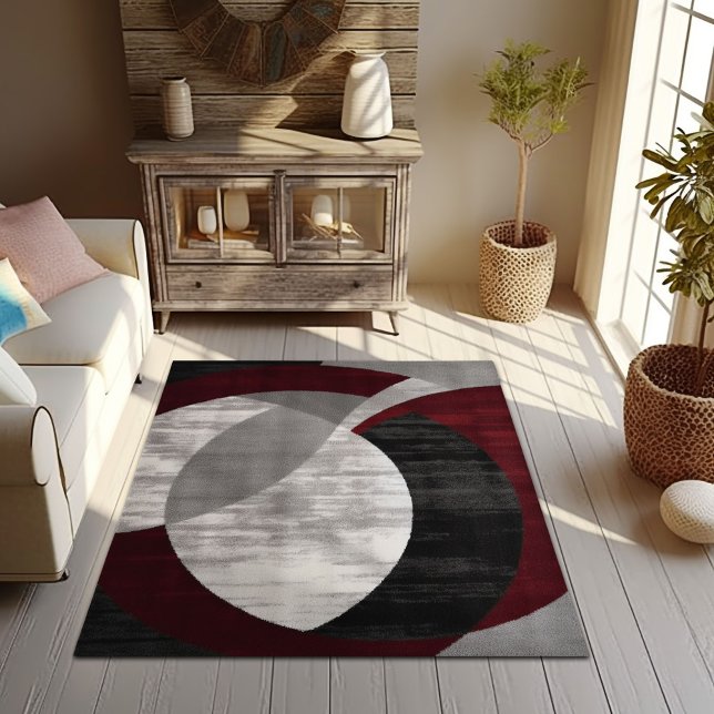 Red Fusion: Modern Abstract Geometric Area Rug (Creator Uploaded)