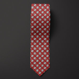 Red Futbol Soccer Ball Neck Tie