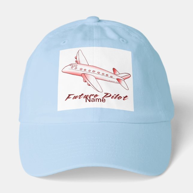 Red Future Airplane Pilot  hat (Front)