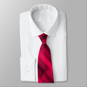 Red Futuristic Abstract Diagonal Pattern Art Neck Tie