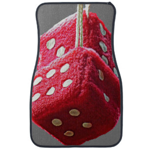 Red Fuzzy Dice Car Mats