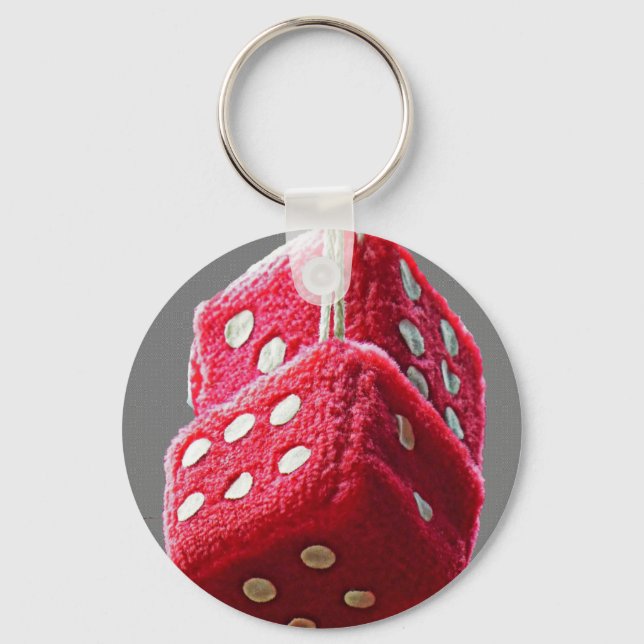 Red Fuzzy Dice Keychain (Front)