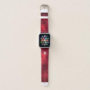 Red Galaxy Monogram & Name Apple Watch Band