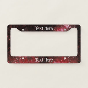 Red Galaxy Sparkle Abstract Personalized License P License Plate Frame