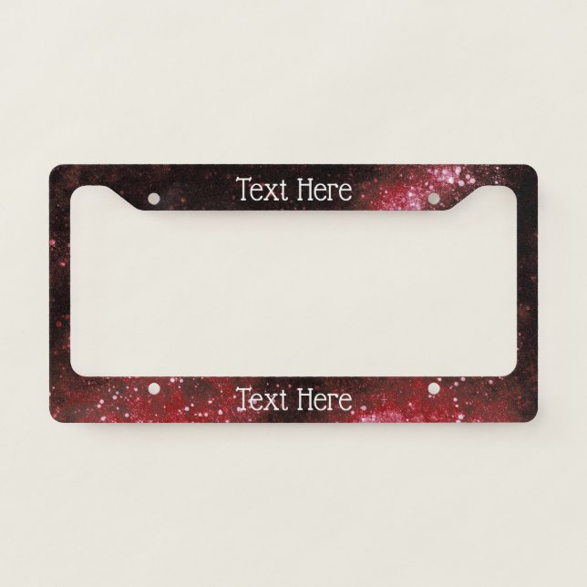 Red Galaxy Sparkle Abstract Personalized License P License Plate Frame (Front)
