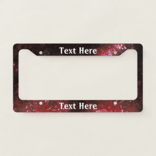 Red Galaxy Sparkle Abstract Personalized License Plate Frame