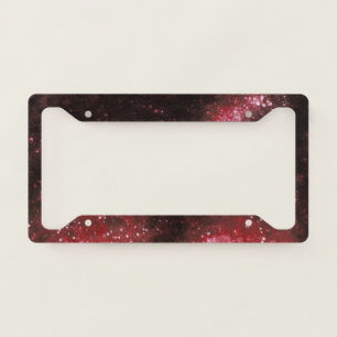 Red Galaxy Sparkles Abstract License Plate Frame