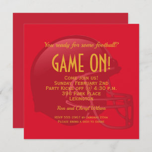 Red Game Day Football Helmet Party Invitations