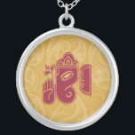 Red Ganesha Sterling Silver Necklace<br><div class="desc">Beautiful  Ganesha Design Sterling Silver Necklace.  Great as a wedding favor,  wedding gift,  birthday gift or holiday gift.  Change the background color if desired.  You can add text/color of your name.</div>