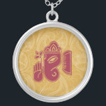 Red Ganesha Sterling Silver Necklace<br><div class="desc">Beautiful  Ganesha Design Sterling Silver Necklace.  Great as a wedding favor,  wedding gift,  birthday gift or holiday gift.  Change the background color if desired.  You can add text/color of your name.</div>