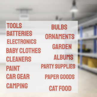 Red Garage Organizing Customizable Vinyl Stickers
