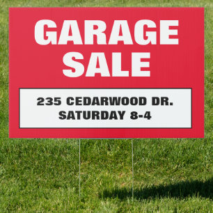 Red Garage Sale Sign