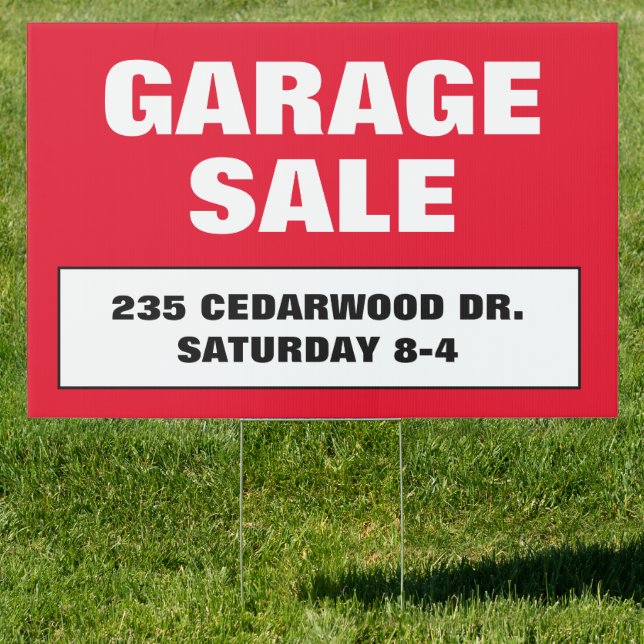 Red Garage Sale Sign (Insitu)