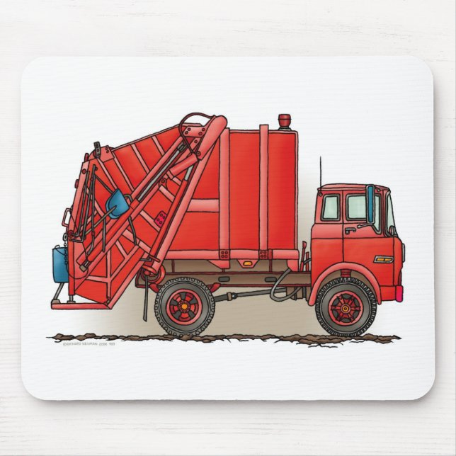 Red Garbage Truck Mouse Pad (Front)
