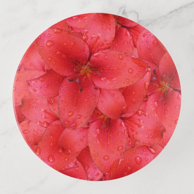 Red Garden Lily Photo Trinket Tray (Front)
