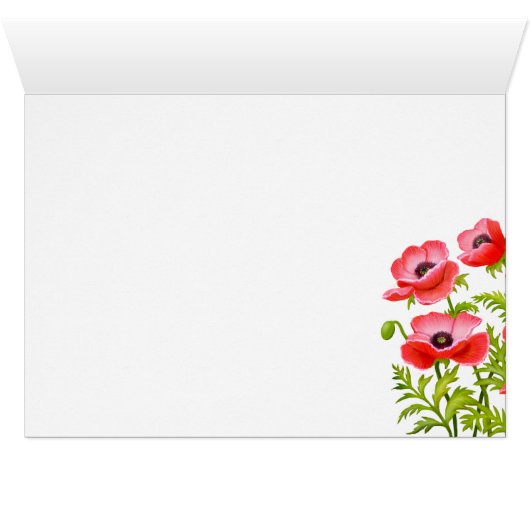 Red Garden Poppies Card (Inside Horizontal (Bottom))