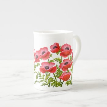 Red Garden Poppy Flowers Mug by teapotsbytpcstudio at Zazzle