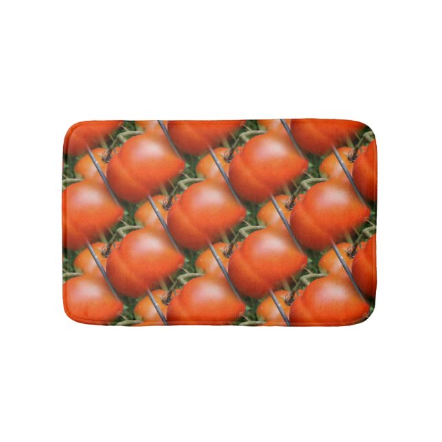 Red Garden Tomatoes Nature Pattern Bath Mat (Front)