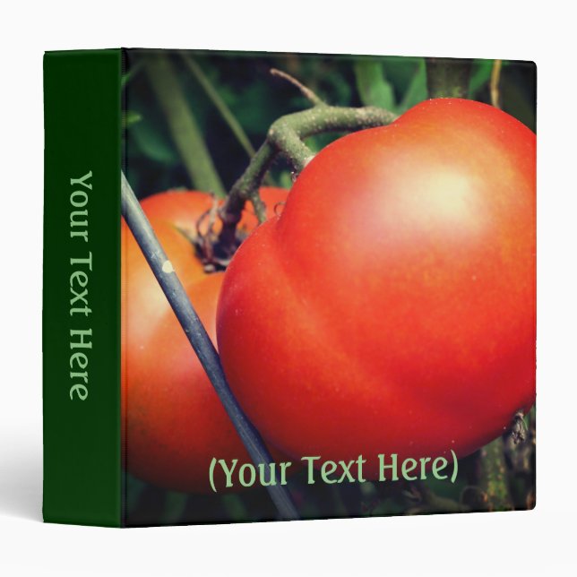 Red Garden Tomatoes Nature Personalized 3 Ring Binder (Front/Spine)