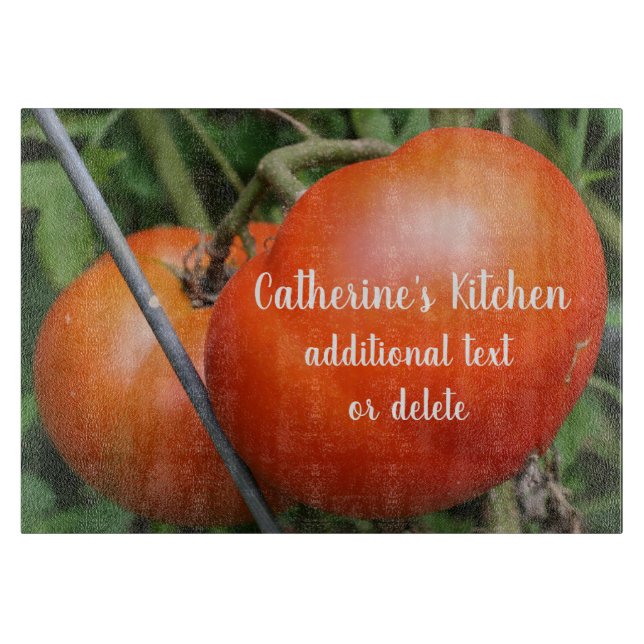 Red Garden Tomatoes Personalized   Cutting Board (Front)
