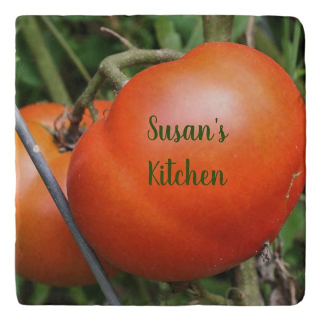 Red Garden Tomatoes Personalized Trivet (Front)