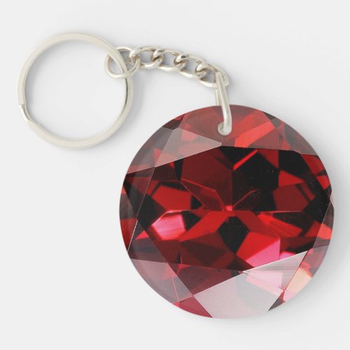 Red Garnet Gemstone January Birthstone Keychain