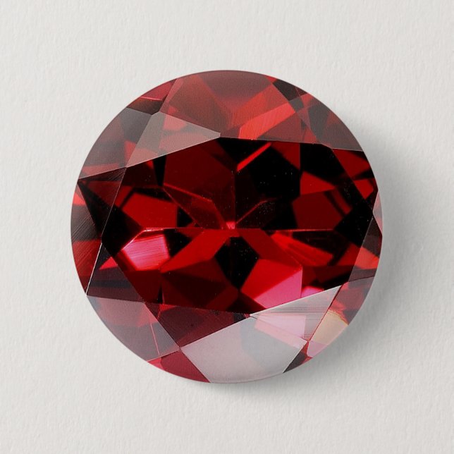 Red Garnet Gemstone January Birthstone Pinback Button (Front)