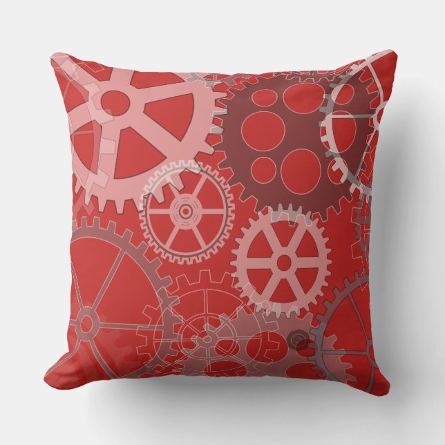 RED GEARS DESIGN Retro Throw Pillow (Front)
