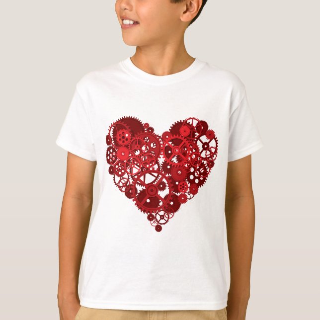 Red Gears Heart T-Shirt (Front)