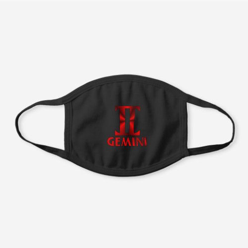 Red Gemini Horoscope Symbol Black Cotton Face Mask
