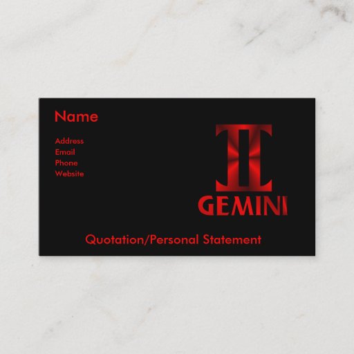 Customizable Red Gemini Horoscope Symbol Business Card Templates