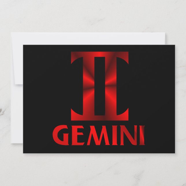 Red Gemini Horoscope Symbol Invitation (Front)