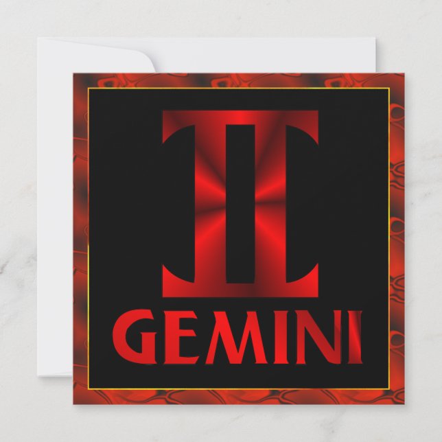 Red Gemini Horoscope Symbol Invitation (Front)