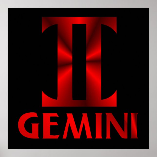 Red Gemini Horoscope Symbol Poster (Front)