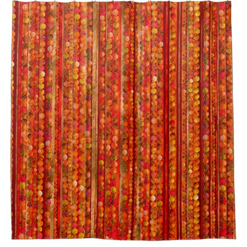Red Gemstone Beads and Stripes Shower Curtain