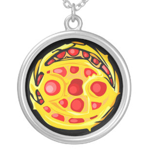 Red Gemstone Colored Cancer Symbol Silver Plated Necklace