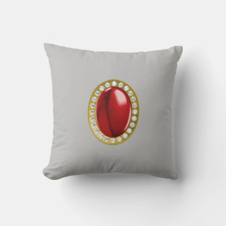 Red gemstone throw pillow