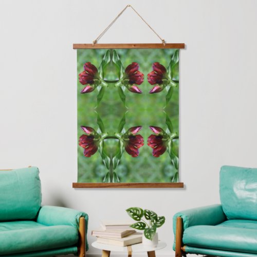 Red Gentian Flower In Bloom Orton Effect Abstract Hanging Tapestry